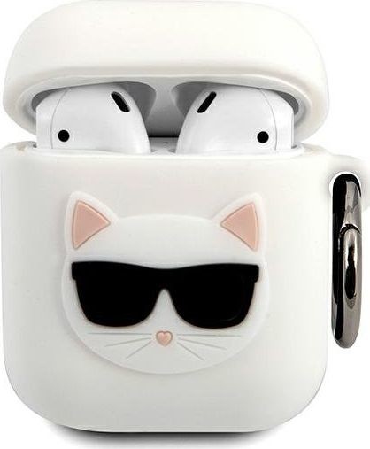 Karl Lagerfeld Karl Lagerfeld KLACA2SILCHWH AirPods cover biały/white Silicone Choupette KLD481WHT