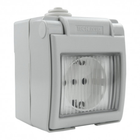 LEDart Marlanvil SpA pojedyncze schuko natynkowe IP55 hermetyczne szare 1570.D M-L 4121 1570.D