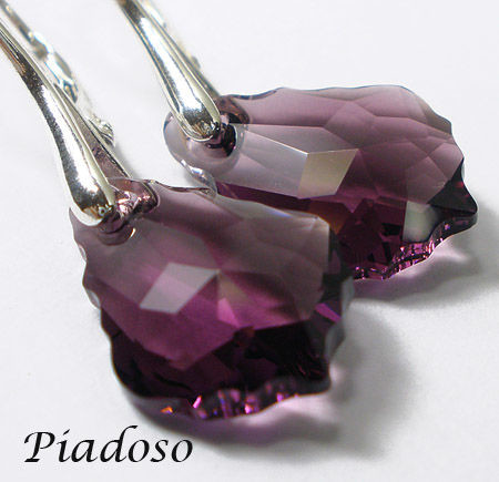 Swarovski Arande piękne kolczyki SREBRO AMETHYST BAROK 1171210508