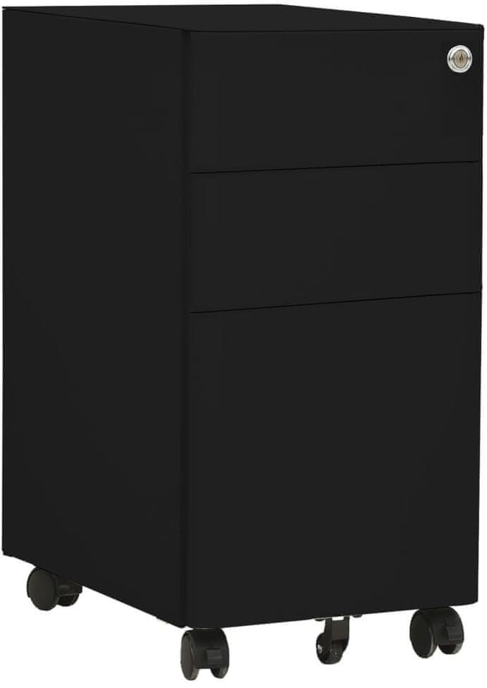 shumee Mobilna szafka kartotekowa czarna 30x45x59 cm stalowa