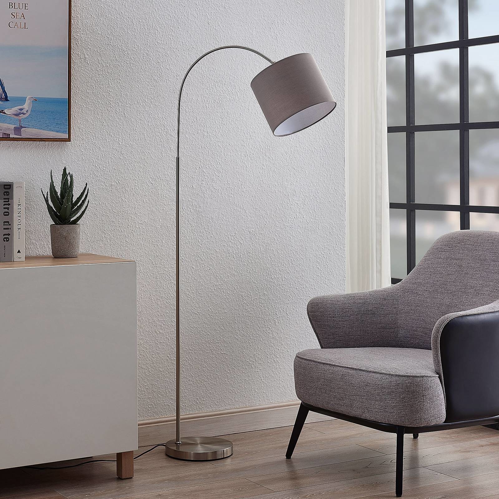 Lindby Lindby Keriba lampa stojąca, nikiel/taupe