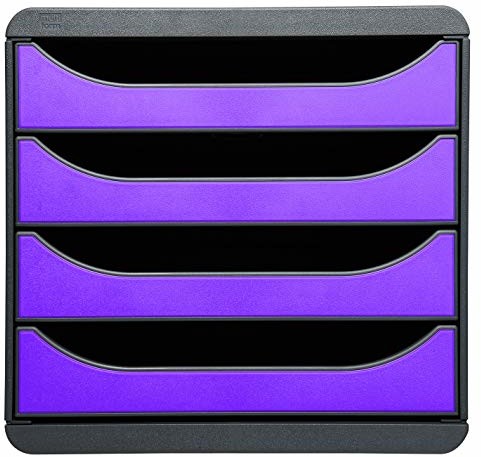 Exacompta Exacompta 310720D organizer Premium Big Box Iderama 4 szuflady o dużej pojemności pojemnik na dokumenty A4+ dla większej ilości miejsca na biurku szafka czarna| fioletowa 310720D