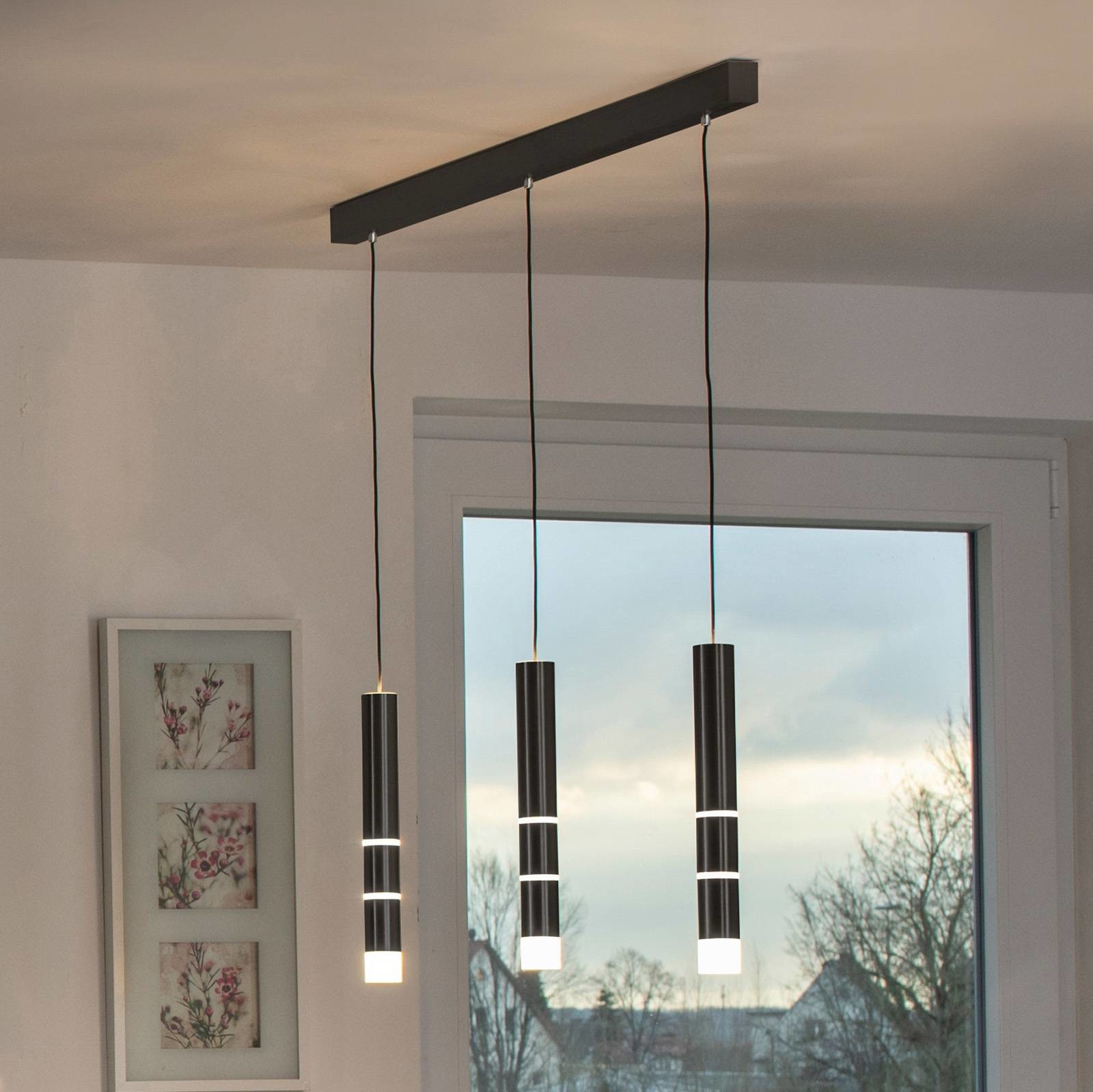 PURE PURE Vega lampa wisząca LED, trzy cylindry, czarna