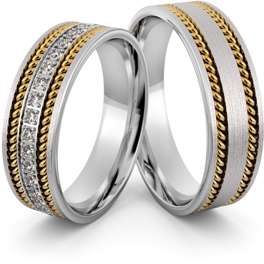 Eminence Obrączki ślubne z brylantami i warkoczami - Au-1003 Au-1003-2