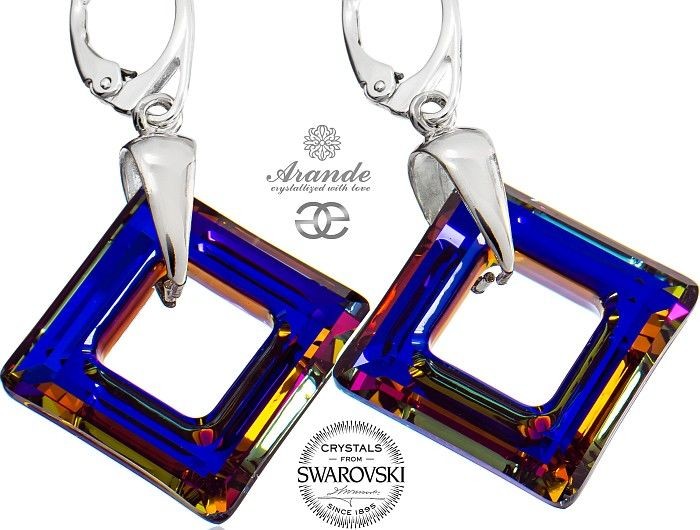 Swarovski duże kolczyki VOLCANO SQUARE srebro