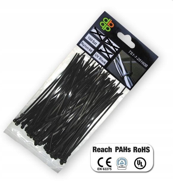 Opaska Plastikowa Czarna 2,5 x 80mm 100szt