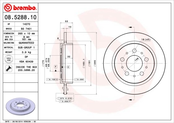 BREMBO Tarcza hamulcowa 08.5288.10