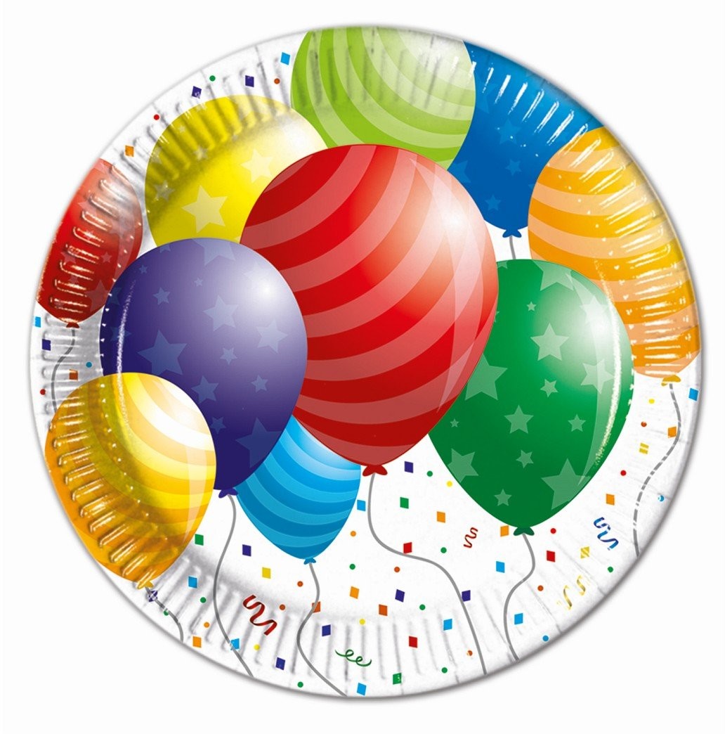 Talerzyki papierowe, Balloons Celebration, 23 cm, 8 szt.