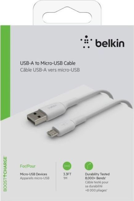 Belkin Kabel USB Kabel PVC USB-A micro USB 1m biały-CAB005bt1MWH CAB005bt1MWH