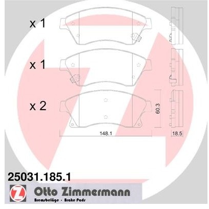 ZIMMERMANN Klocki hamulcowe - komplet 25031.185.1