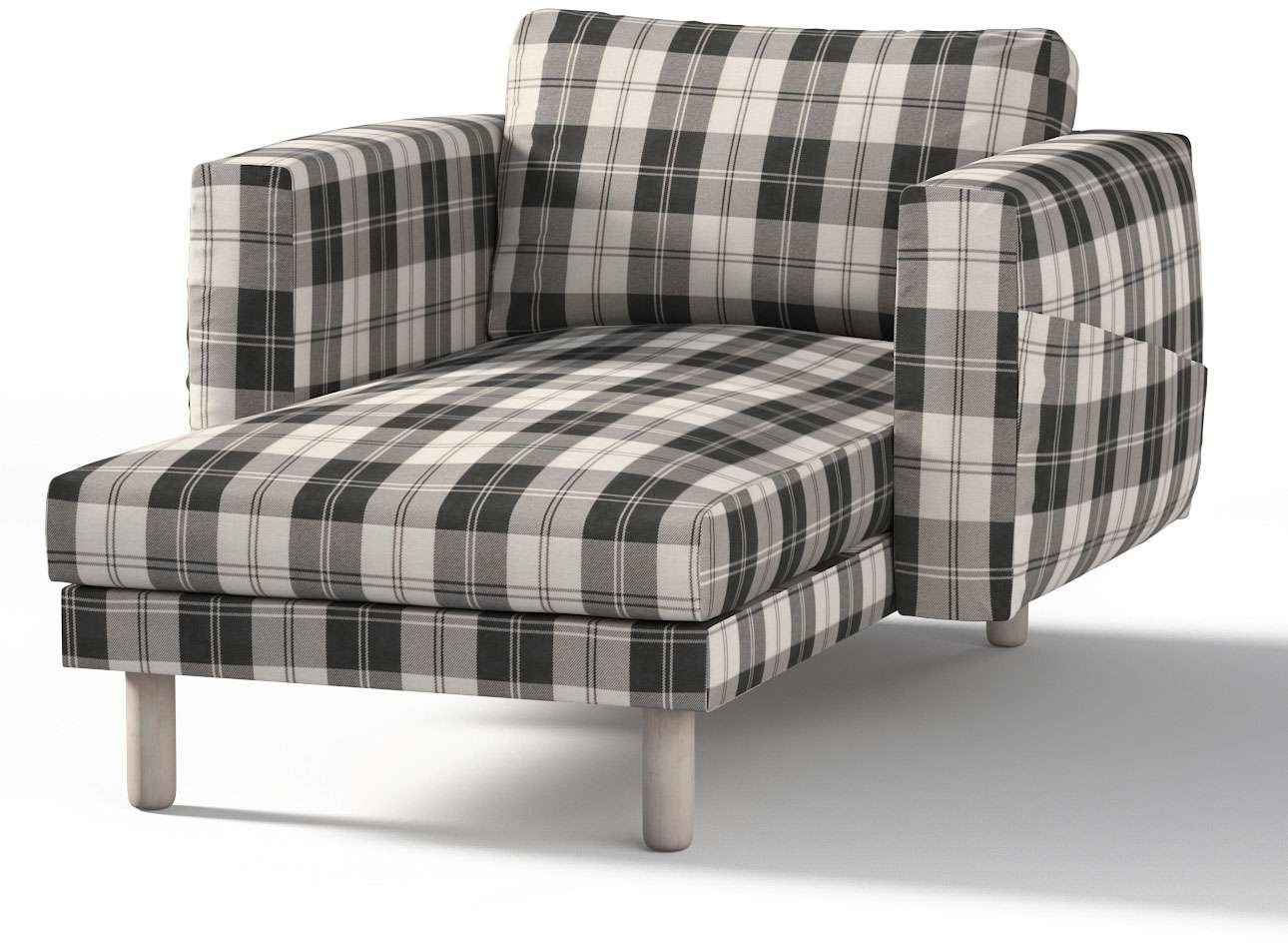 Dekoria pl pl Pokrowiec na szezlong Norsborg z podłokietnikami krata czarno-biała 110 x 157 x 85 cm Edinburgh 1023-115-74