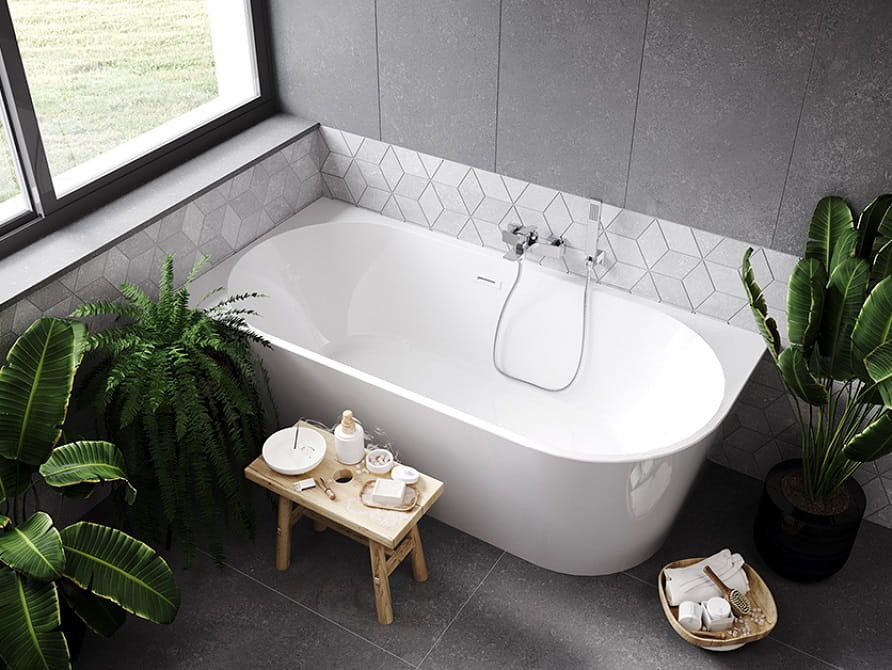 Besco wanna wolnostojąca przyścienna Zoya lewa +syfon klik-klak 150 x 75 cm WAS-150-ZL