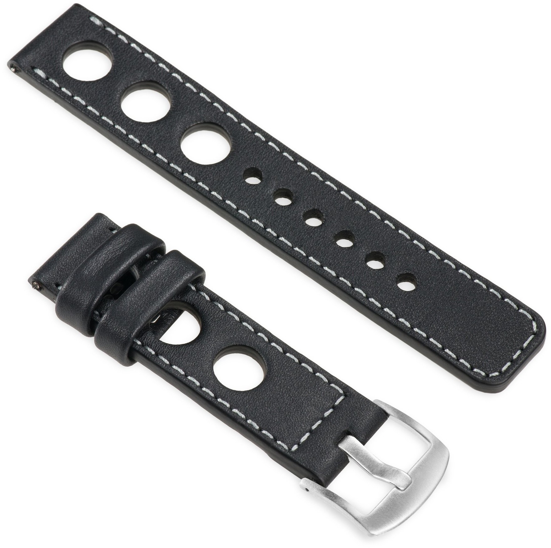 Apple moVear Skórzany pasek 22mm do do Watch 5/4/3/2/1 42/44mm | Czarny moVear uBand R1 Rally, produkt POLSKI, nowoczesny design A0W44U0R01GP00BKMM22BK