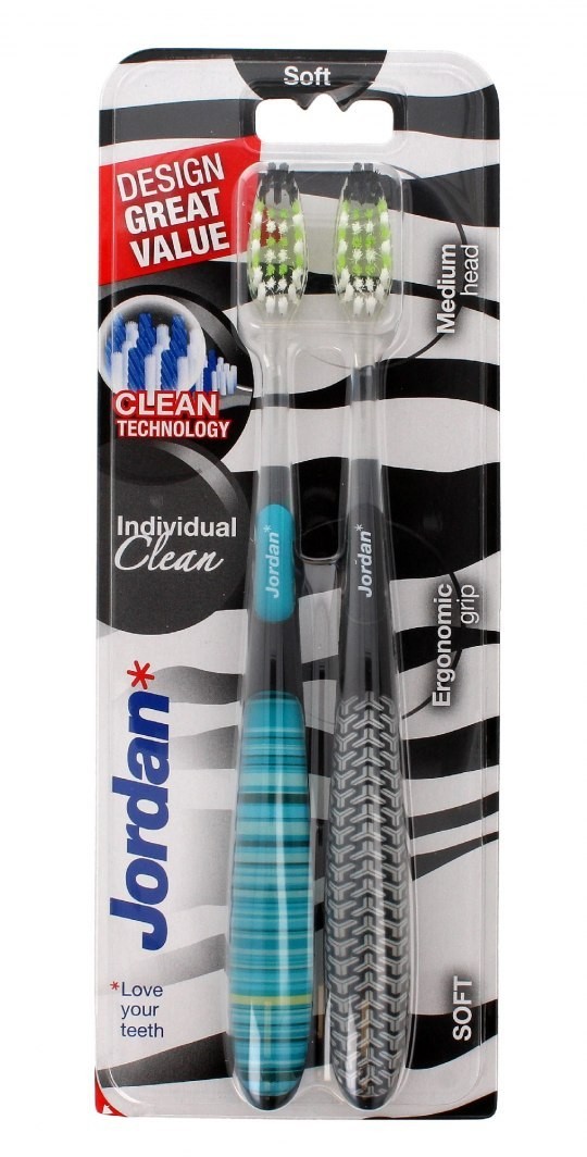 Jordan ORKLA Szczoteczka do zębów DUO Individual Clean Soft - mix kolorów 1 op-2szt 68481