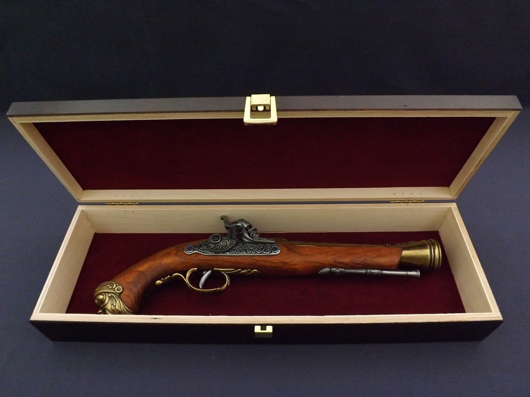 Denix SA REPLIKA WŁOSKI PISTOLET SKAŁKOWY W PUDEŁKU MODEL 1104L+P01 1104L+P01