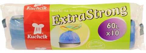 Worki na śmieci z taśmą LD 60L 10szt ra rolce