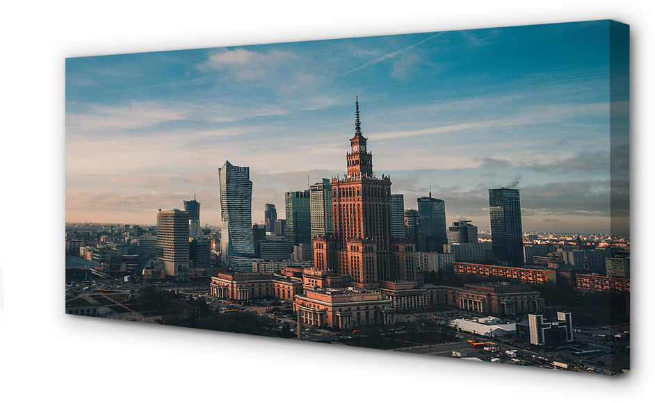 PL Tulup Obrazy na płótnie Warszawa Wieżowce panorama wschód słońca 100x50cm