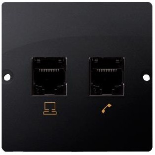 Kontakt Simon Kontakt_Simon Gniazdo telefoniczne RJ12 podwójne (moduł). Montaż gniazda na wkręty do puszki grafit matowy BMT2.02/28