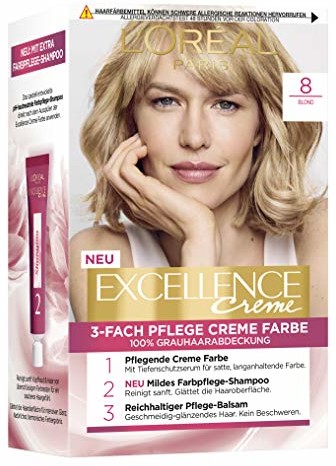 L'Oréal Paris Excellence Crme 8 blond 3 szt. w opakowaniu (3 x 268 g)