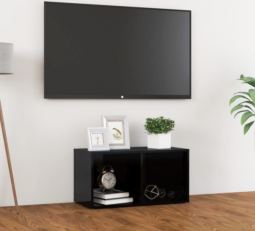 vidaXL Lumarko Szafka pod TV, wysoki połysk, czarna, 72x35x36,5 cm, płyta 805532