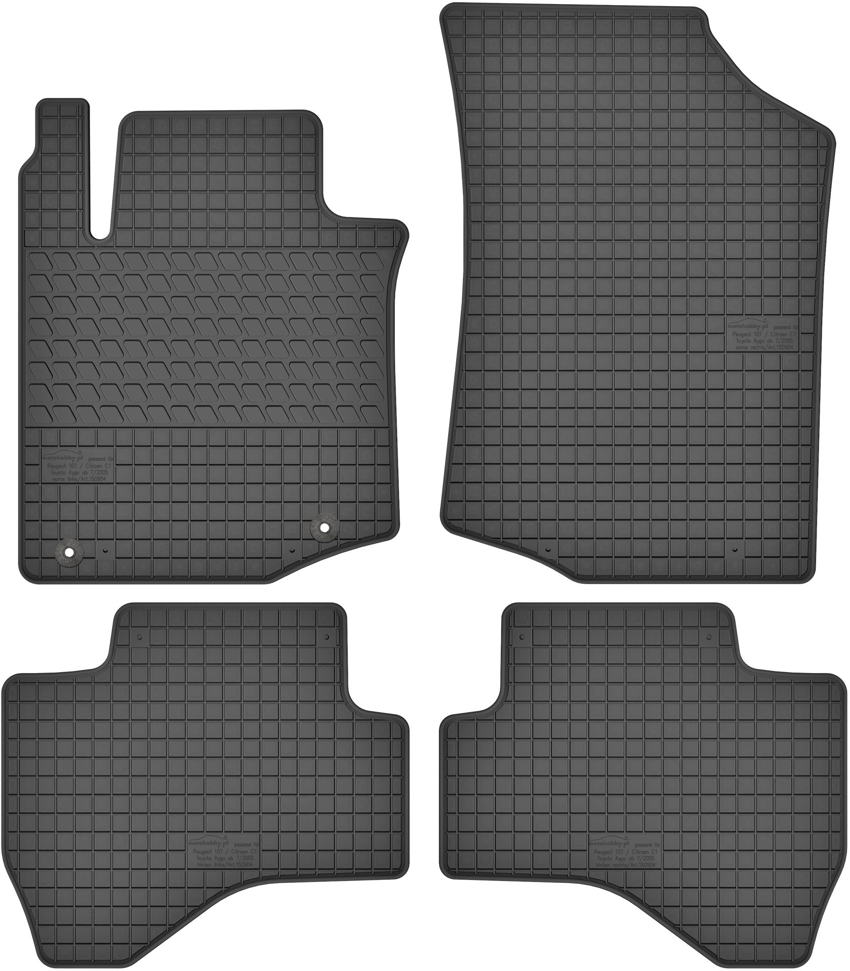 MotoHobby Toyota Aygo I (2005-2014) - dywaniki gumowe dedykowane ze stoperami