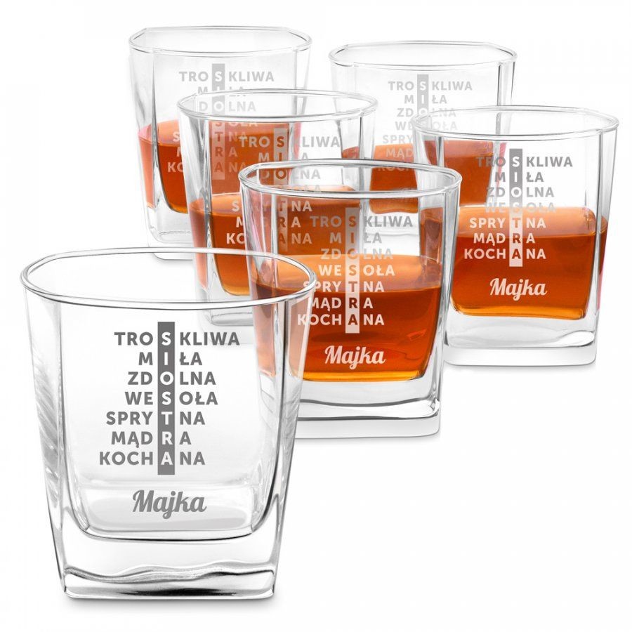 Murrano Szklanki grawerowane do whisky x6 komplet dedykacja dla siostry 6xSZC-041