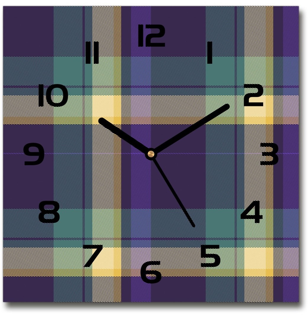 Zegar szklany kwadratowy Krata tekstura