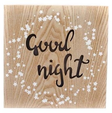 Dekoracja świecąca do zawieszenia Good night brązowy , 25 x 25 cm