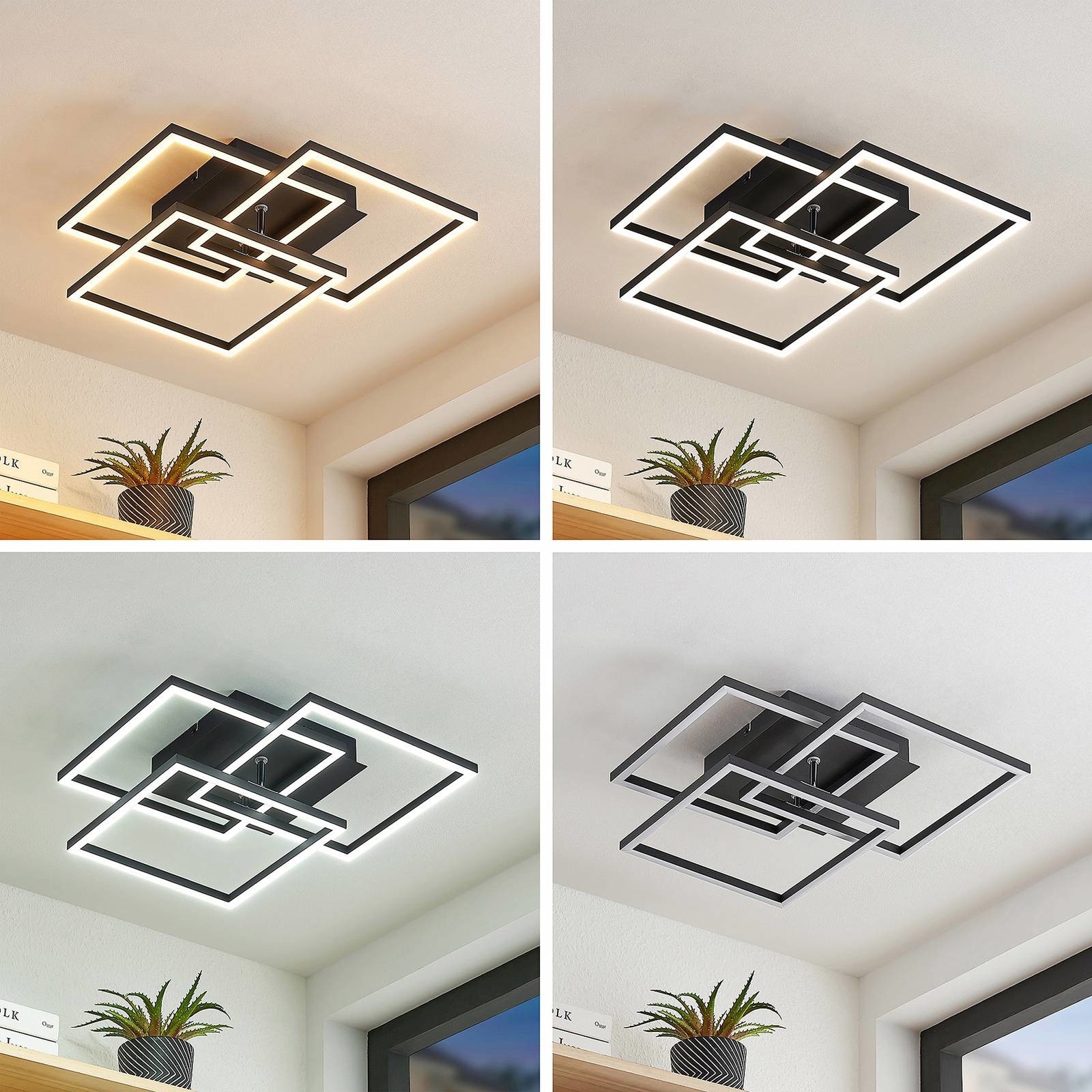 Lindby Qiana lampa sufitowa LED CCT kątowa, czarna