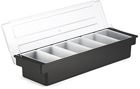 Tablecraft Plastikowy dozownik przypraw, 6 przegródek, czarny | Uchwyt na przyprawy do baru, taca na akcesoria koktajlowe 102