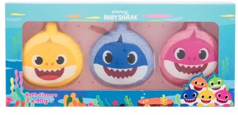 Pinkfong Pinkfong Baby Shark Bath Fizzers Kit zestaw Musująca kula do kąpieli 3 x 90 g dla dzieci