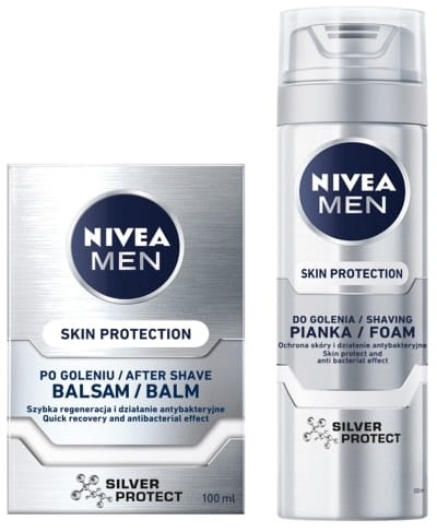 Nivea Men MEN Silver Protect zestaw balsam po goleniu 100ml + pianka do golenia 200ml NIV-00209