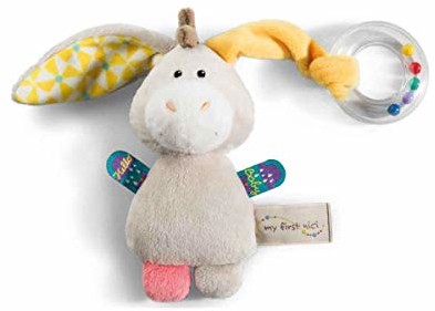 Nici 42080 My First przytulanka osioł Muli z grzechotką, 14,5 x 7,5 cm, beżowy