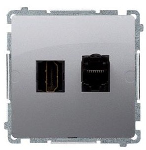 Kontakt Simon Kontakt_Simon Gniazdo HDMI + RJ45 kat.6. (moduł) stal inox BMGHRJ45.01/21