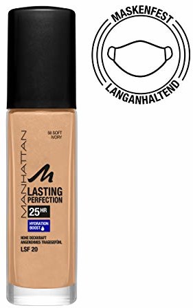 Manhattan Lasting Perfection 25 godzin Make up, Soft Ivory 58, nawilżający podkład, długo utrzymujący się, wysoka siła krycia, dla nieskazitelnej cery, 30 ml