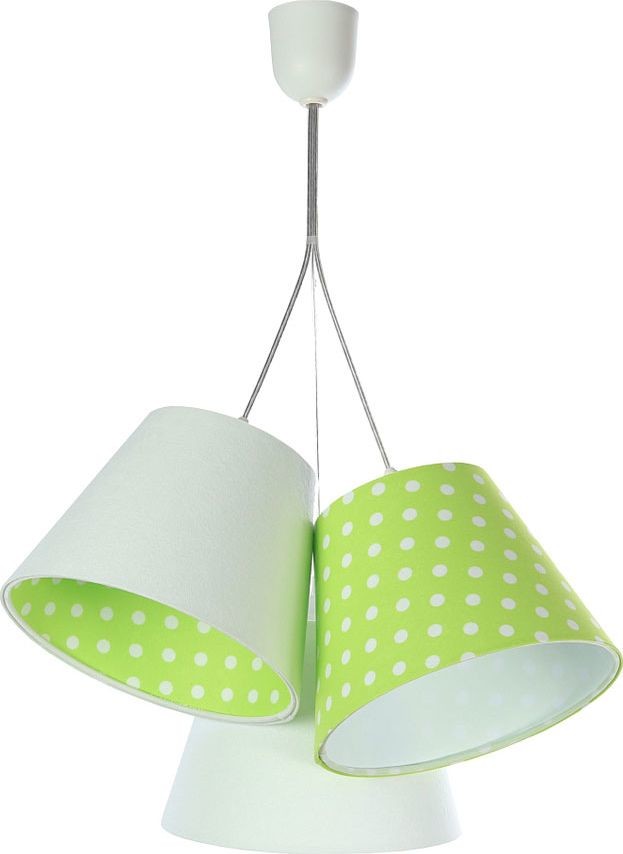 Biało-zielona lampa wisząca w groszki dla dzieci R8-T15