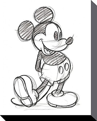 Mickey Mouse sketched druki na płótnie, poliester, wielokolorowa, 40 x 50 cm AFWDC94312