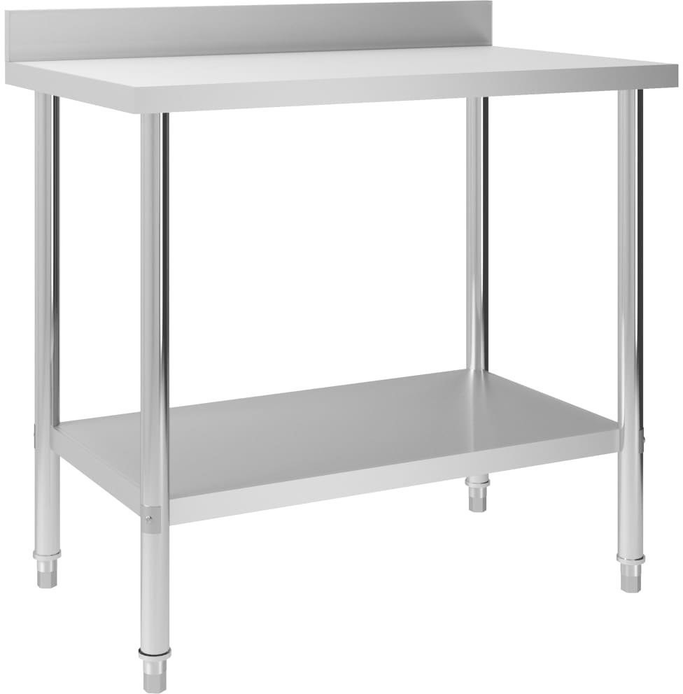 VidaXL Kuchenny stół roboczy z listwą, 100x60x93 cm, stal nierdzewna 51189 VidaXL