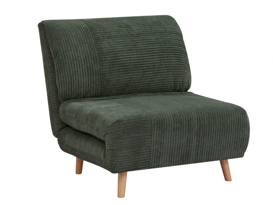 Vente-Unique Rozkładany fotel welurowy PALULA - kolor ciemnozielony
