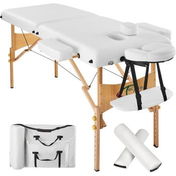 TecTake 2-strefowy stół do masażu z wyściółką 7,5 cm i drewnianą 400419