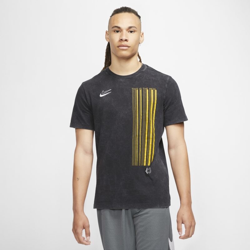 Nike Męski sprany T-shirt do koszykówki Dri-FIT KD - Czerń CD1300-010