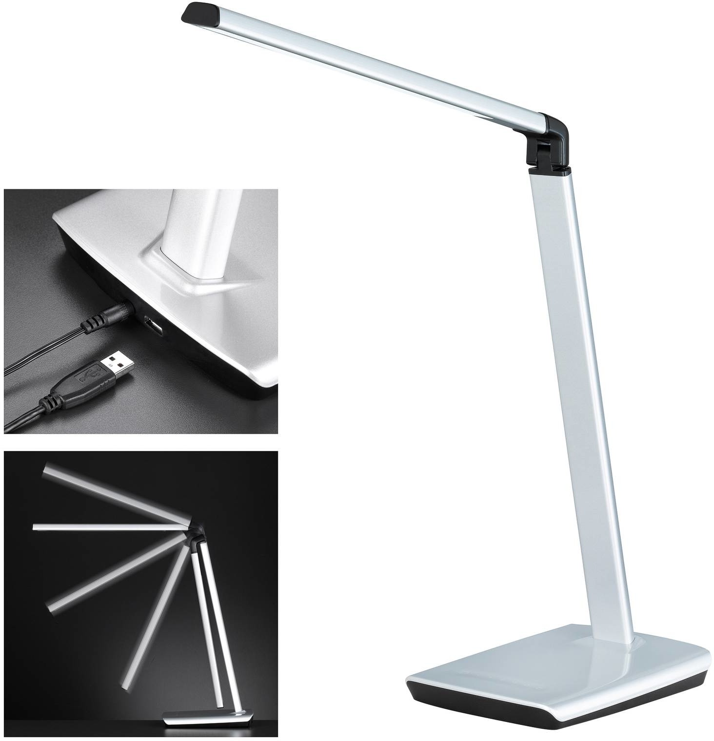 Fischer&Honsel Lampa stołowa Bright, ściemniana, CCT srebrna