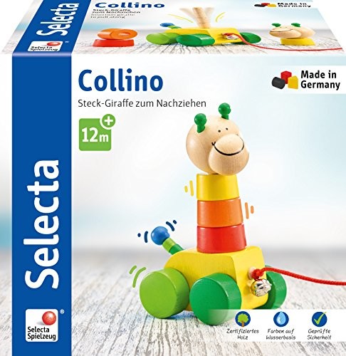 Selecta 62037 collino po zabawka do ciągnięcia i układania zabawki, wielokolorowy, 18 cm