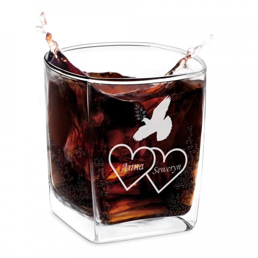 Murrano Szklanka do Whisky Grawer dla Pary Młodej SZC-059