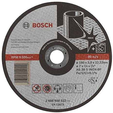 Bosch Professional Bosch 2608600322 akcesoria do szlifowania tarcza do cięcia 180 X 3,0 MM proste INO X 2608600322