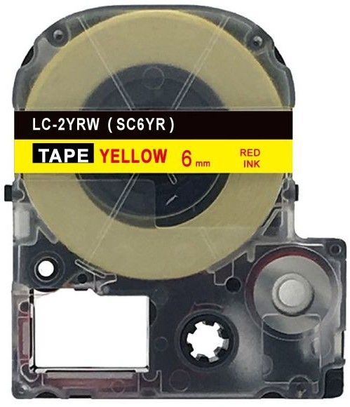 Epson LK-SC6YR, 6mm x 9m, czerwony druk / żółty podkład, taśma zamiennik