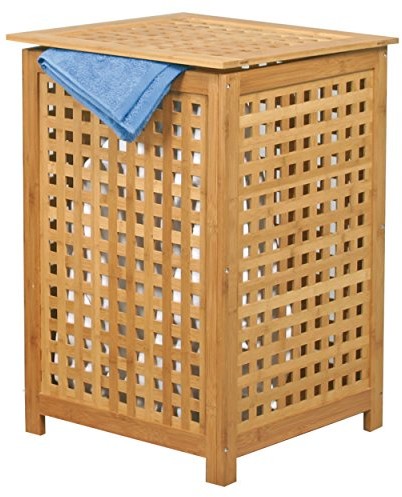 MSV pojemnik na brudną bieliznę kosz na pranie z drewna bambusa 40 x 40 x 58 cm jako torba na pranie z pokrywką luftdurchlaessigem i wyjmowane torba na pranie, naturalny 140647