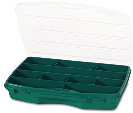 Tayg asortyment skrzynka na 21  10/256 X 192 X 42 MM/10 przedziały/zielone przezroczyste, zielony, 021008 021008