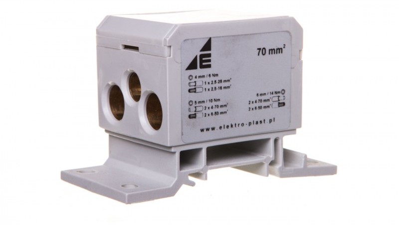 Elektro-Plast OPATÓWEK Blok rozdzielczy 2x4-70mm2 + 2x4-50mm2 + 1x4-25mm2 szary DB6-S 48.41 48.41
