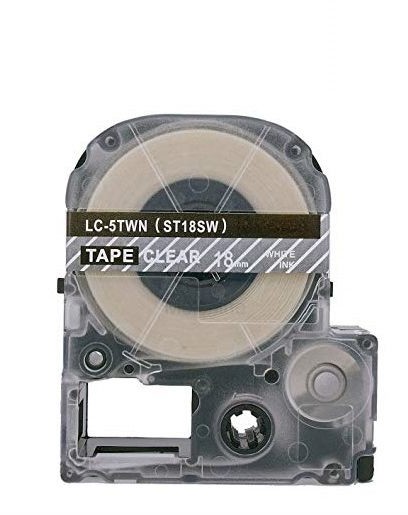 Epson LC-ST18SW, 18mm x 8m, biały druk / przezroczysty podkład, taśma zamiennik